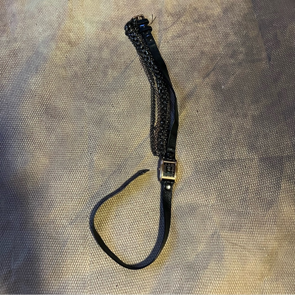 La Mer Collections Wrap Watch - Black/Gold Chain